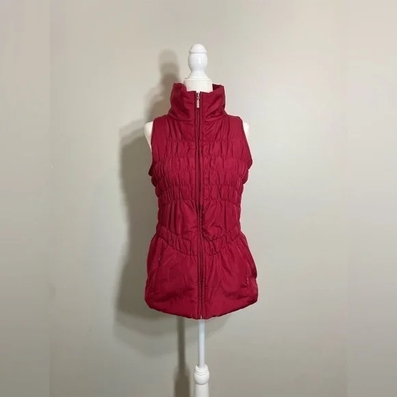 Small New Directions ND Red Scrunch Lightweight Vest w/ Pockets - Picture 2 of 9